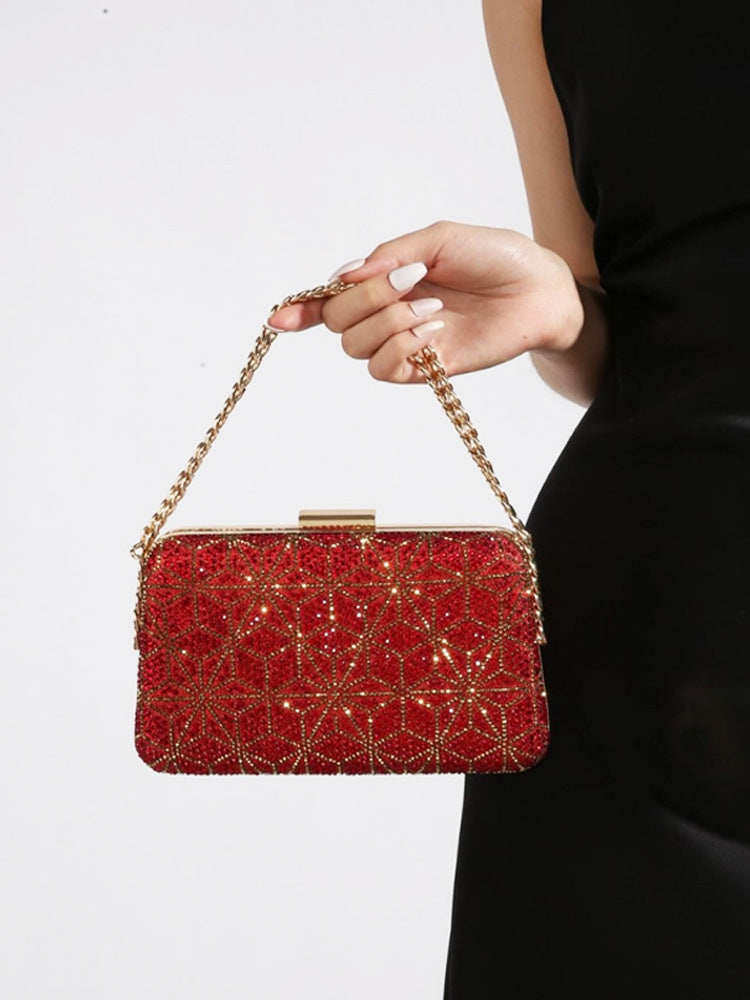 Light Luxury Red Evening Crossbody Clutch Bag