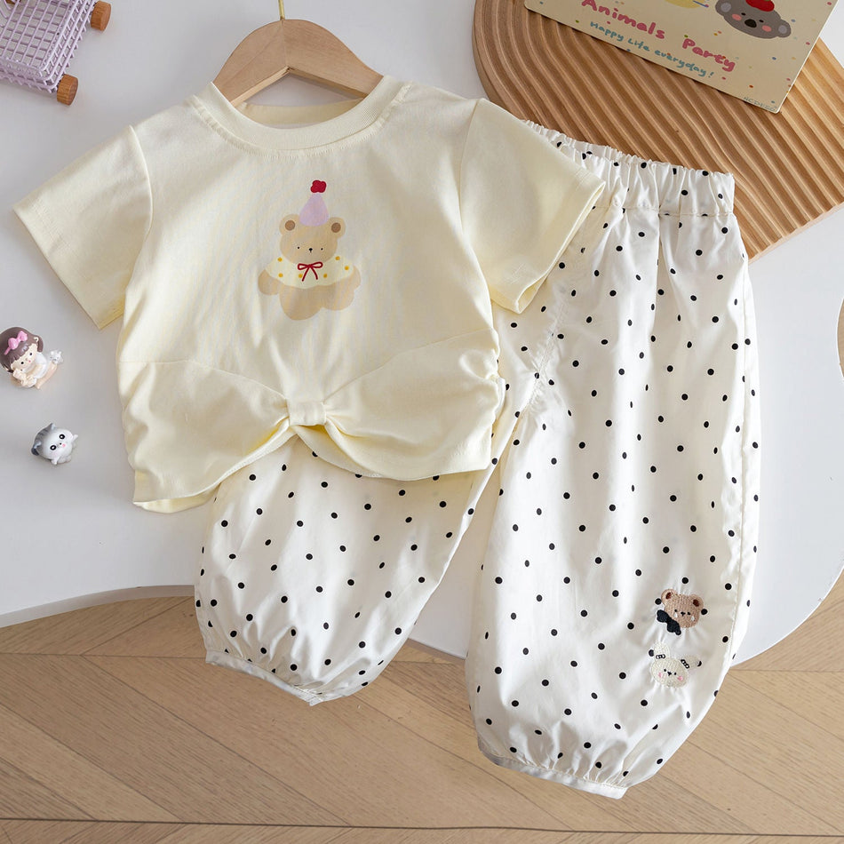 Baby Girl Cotton Summer Outfit Set Short Sleeve & Pants