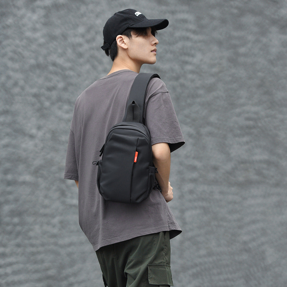 Men's black Pure Color Business Shoulder Crossbody Bag