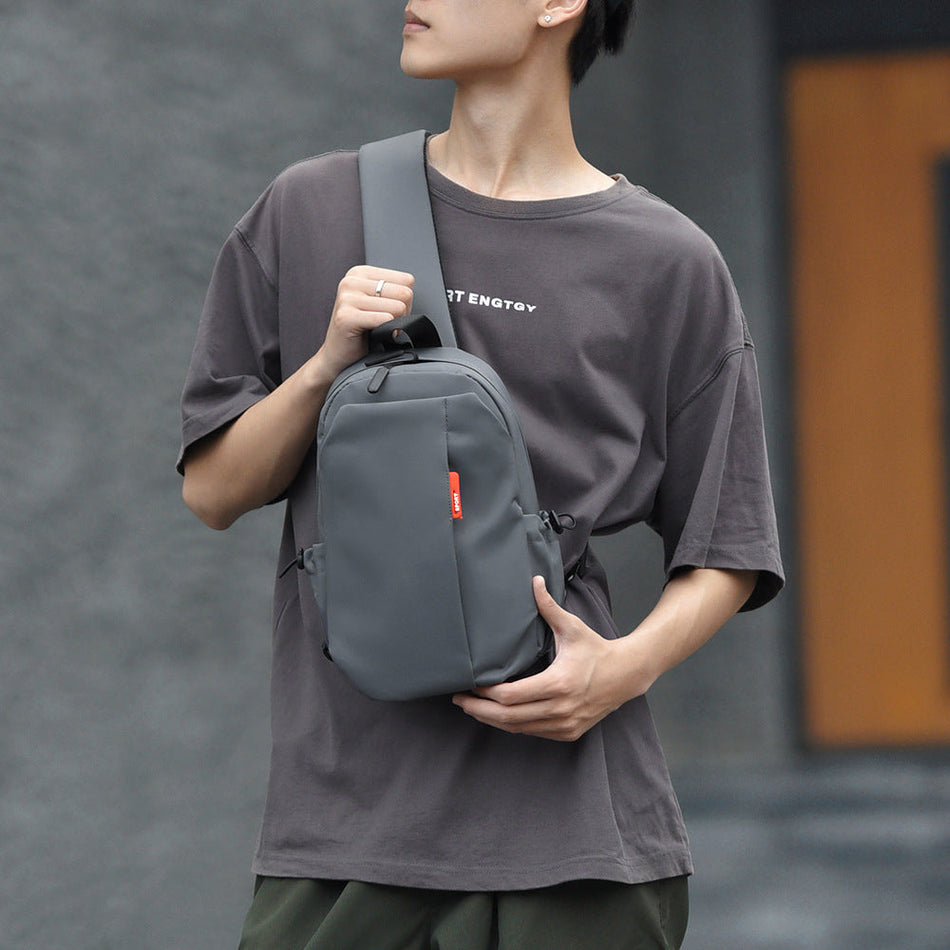 Men's Pure Color Business Shoulder Crossbody Bag