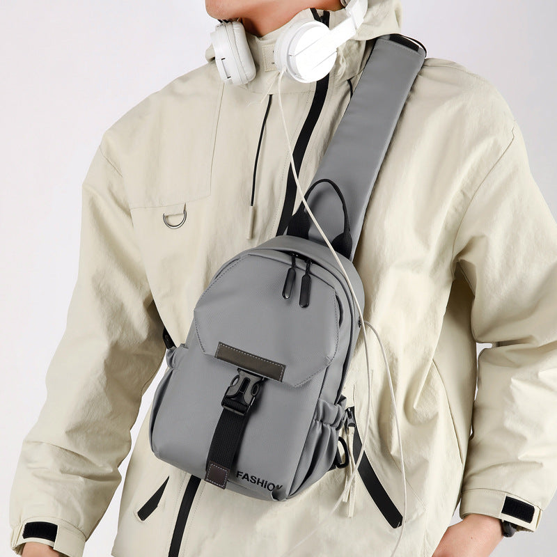 Men's gray Super Light Chest Bag Dry Wet Separation Crossbody Bag