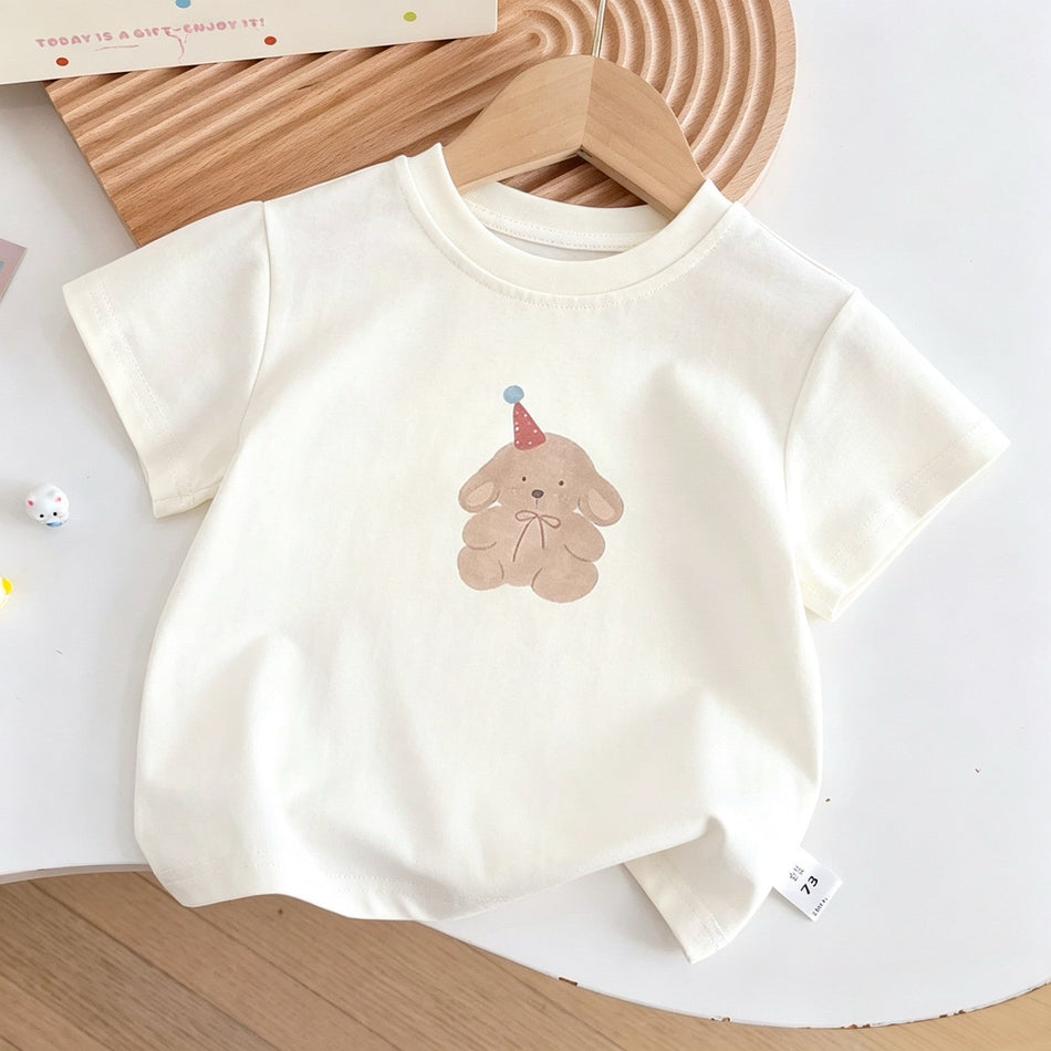 Girls Bear Print Summer Outfit Set T-Shirt & Pants