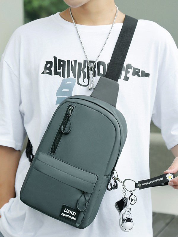 Men's black Waterproof Chest Bag Casual Sports Crossbody Bag