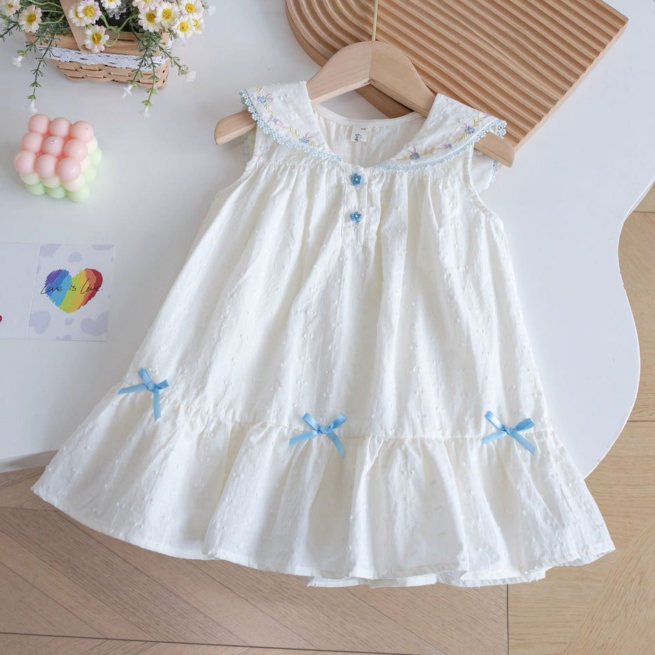 Girls Sleeveless Embroidered Princess Summer Dress