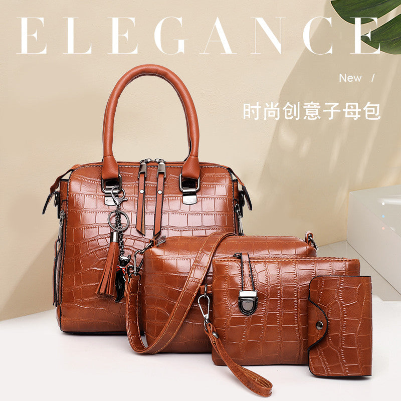 Urban Simple Crocodile Pattern Four-Piece Mother Bag Set