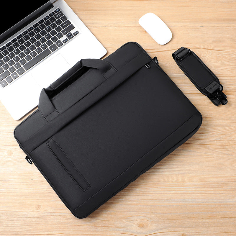 Men's black Laptop Briefcase Large Capacity Crossbody Business Bag