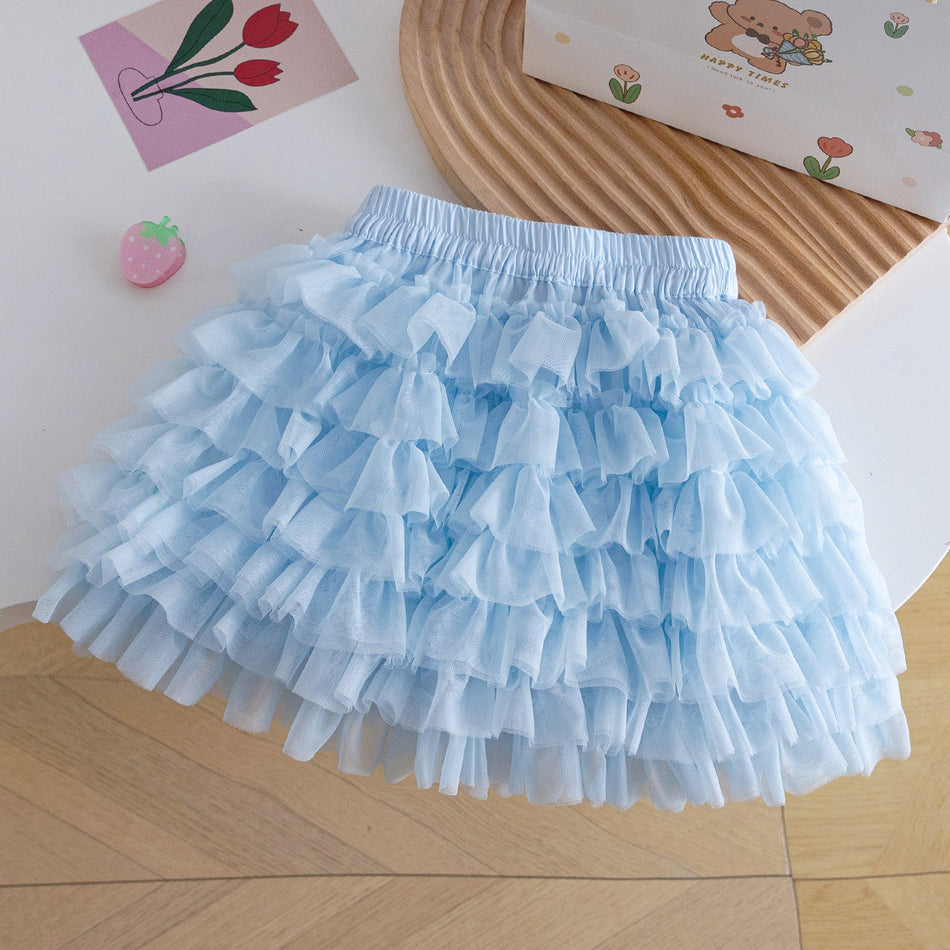 Girls Korean Style Cake Layer Spring Skirt for Kids