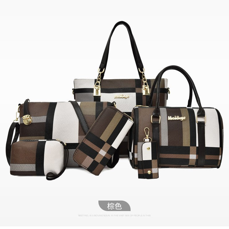Cross-Border Plaid Six-Piece Mother-In-Law Bag Set