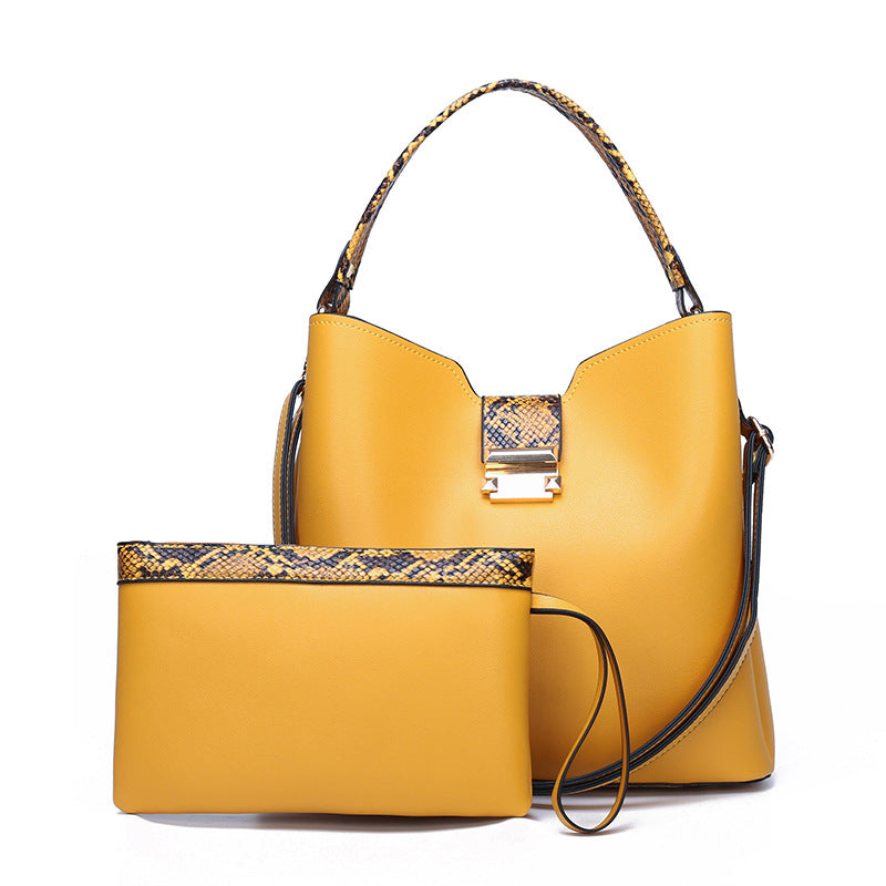 Urban Simple Multi-Piece PU Leather Bucket Bag Set