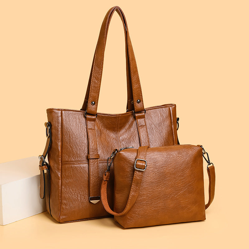Ladies Large-Capacity Multi-Pocket Commuter Tote & Messenger Bag