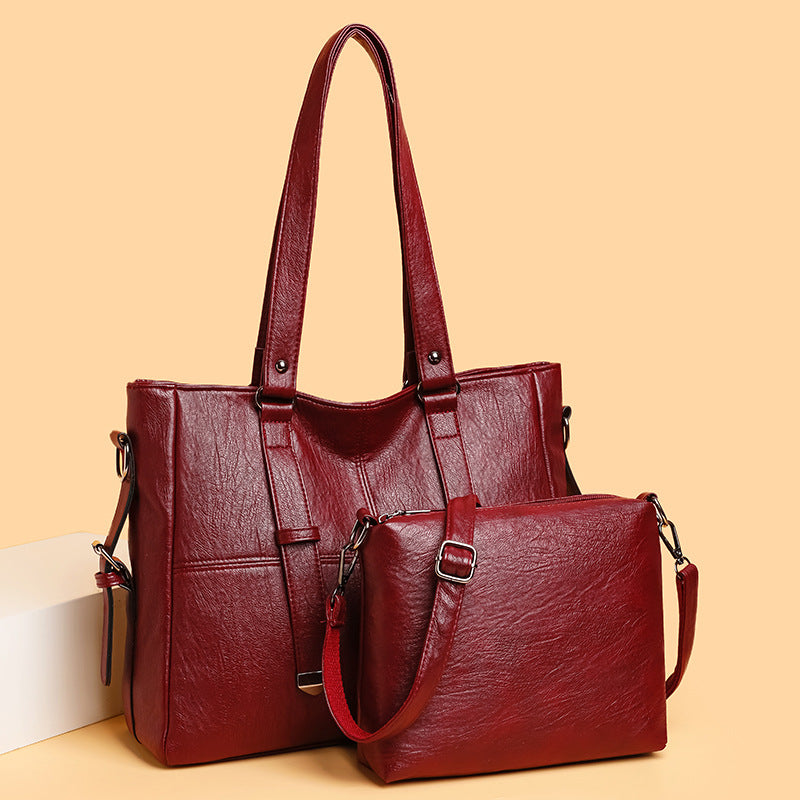 Ladies Large-Capacity Multi-Pocket Commuter Tote & Messenger Bag