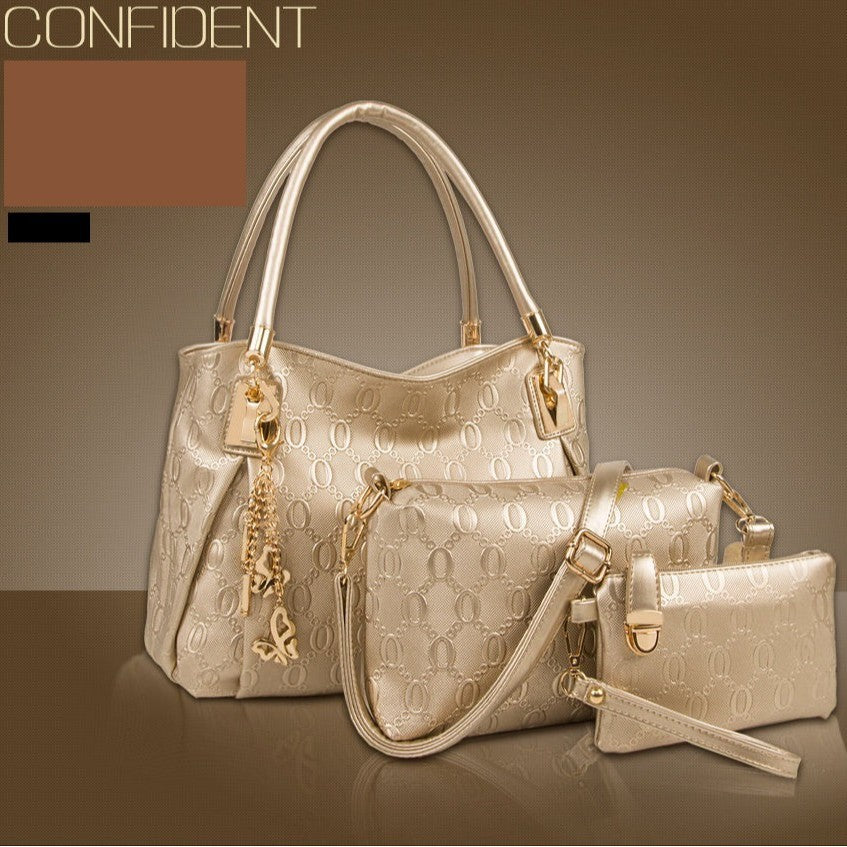 European and American Retro Embossed Three-Piece Mother Bag Set