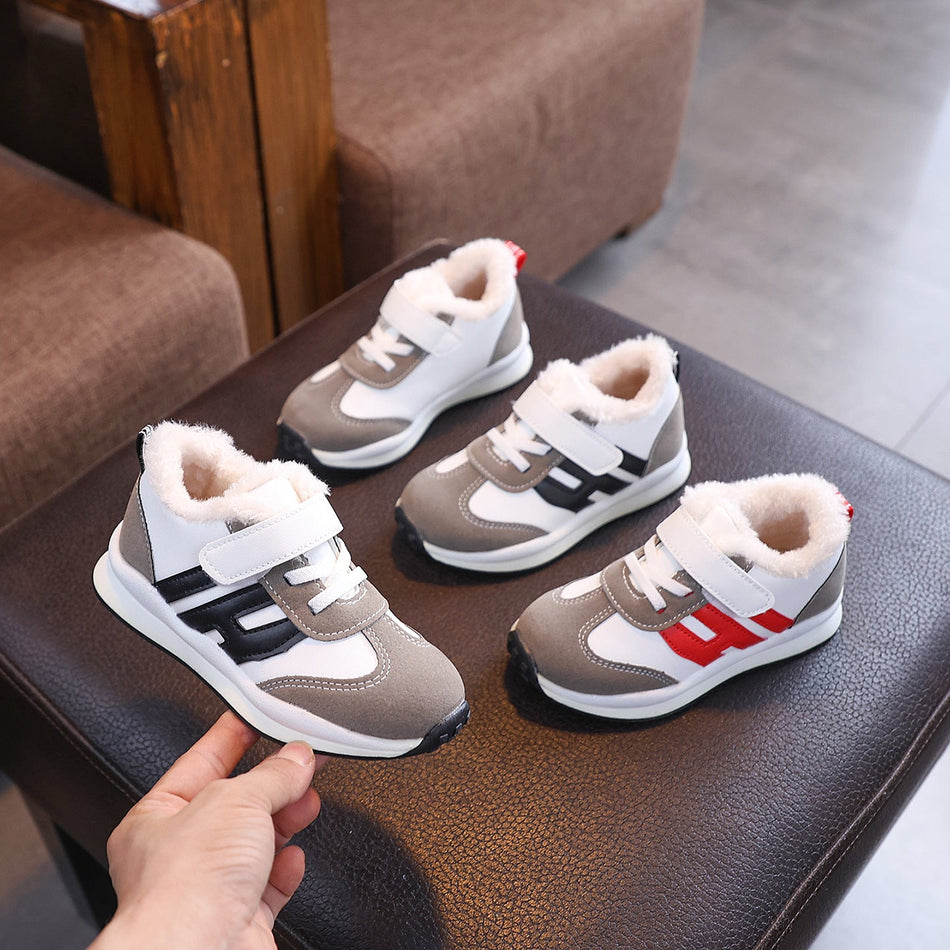 Winter Velvet Kids Sports Shoes Warm Cotton Casual Flats