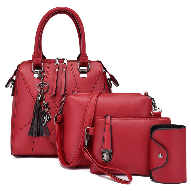 Fashion Stitching Color-Block Four-Piece Mother Bag Set