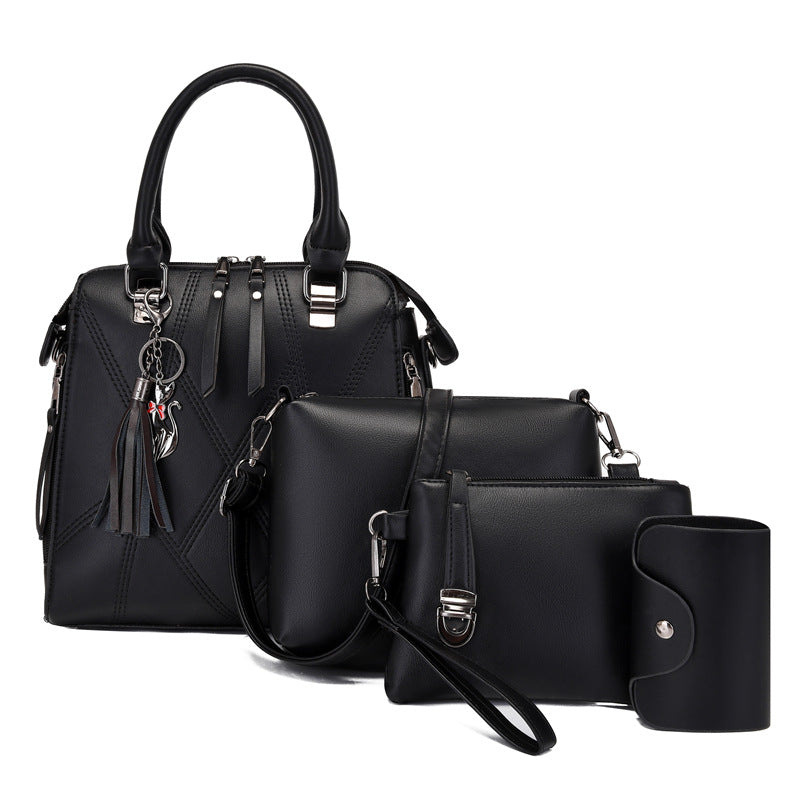 Fashion Stitching Color-Block Four-Piece Mother Bag Set