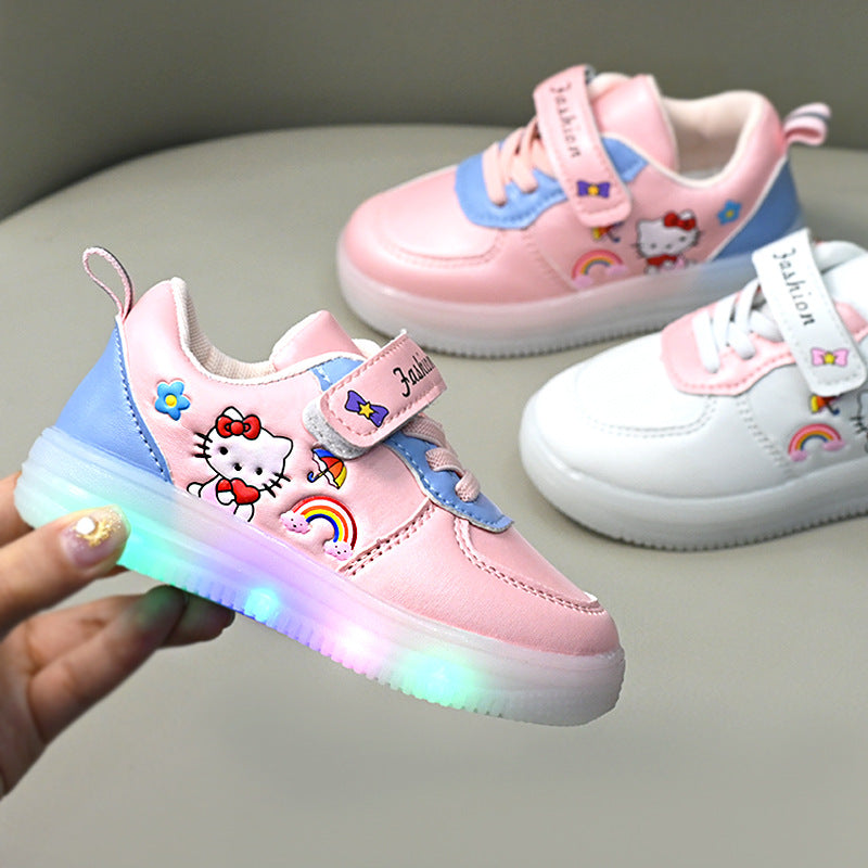 Girls Cartoon Princess Soft Sole Non-Slip White Shoes