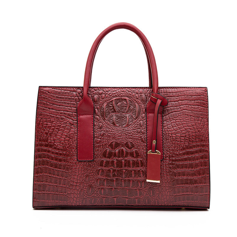 Retro Crocodile Pattern Large-Capacity Handbag Set
