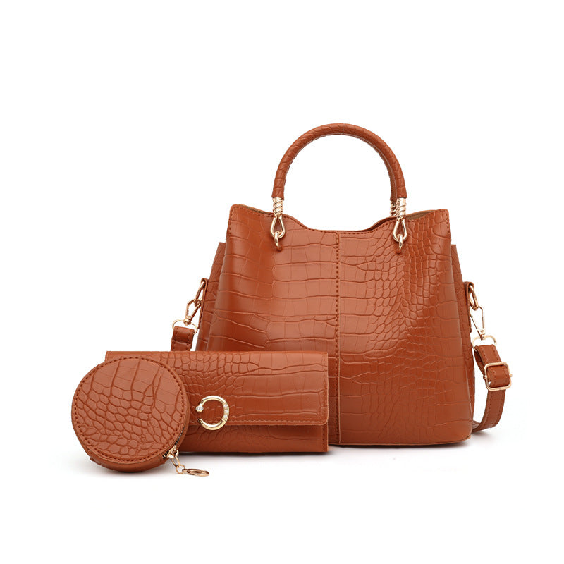 Retro Crocodile Pattern Three-Piece Handbag Set
