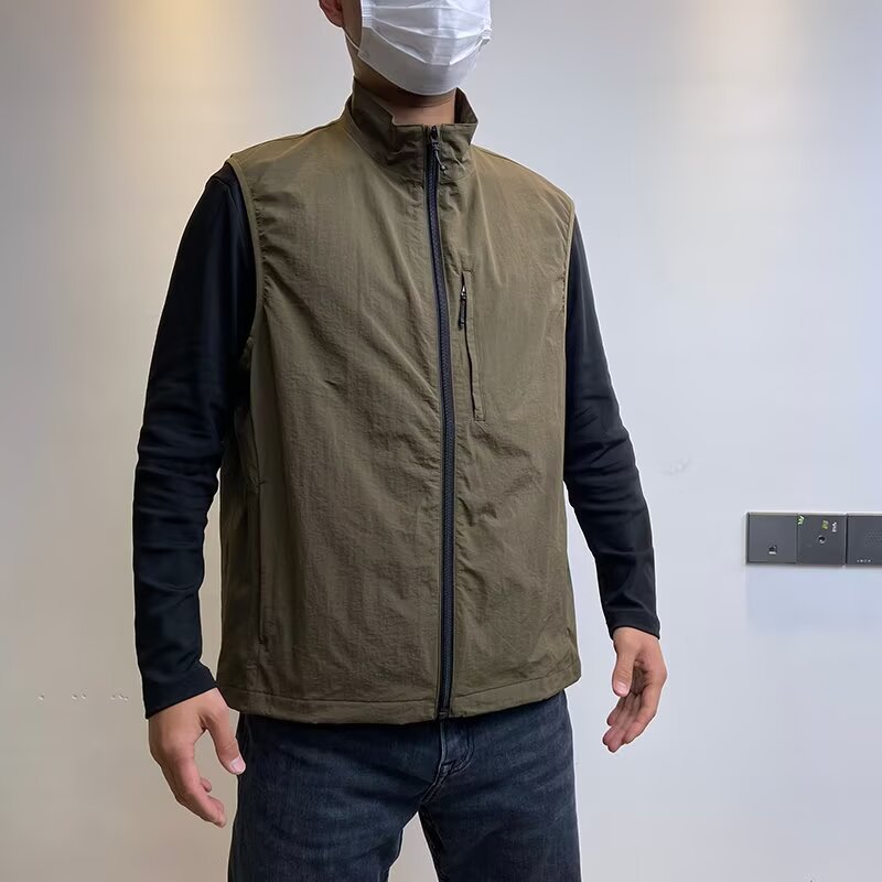 Men's Functional Utility Vest Loose Fit Zip Front Casual Jacket