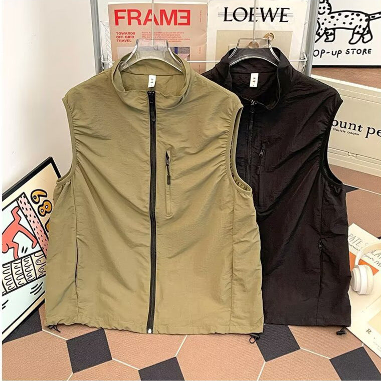 Men's Mountain Style Vest Zip Front Outdoor Sleeveless Jacket