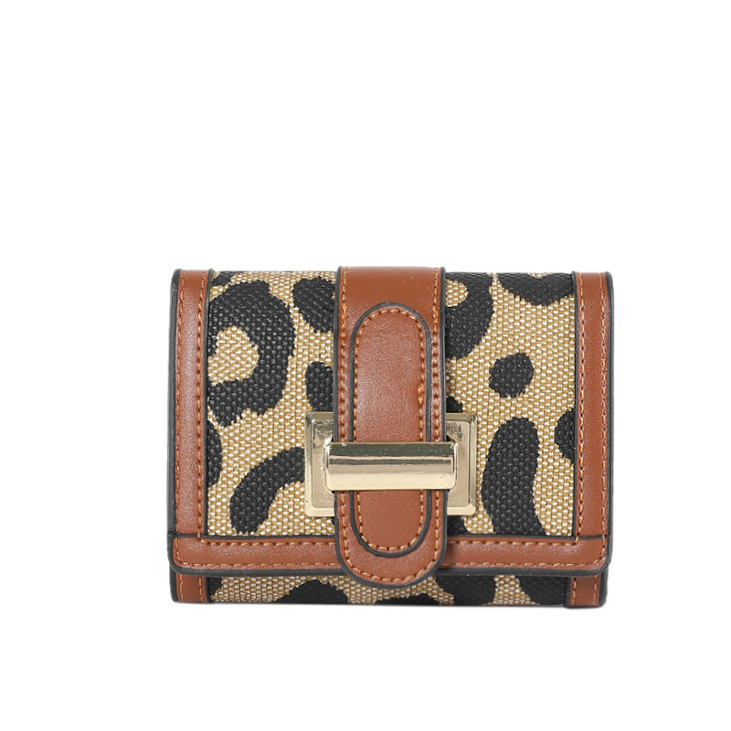 Women's Short Fold Clasp Wallet with Multiple Card Slots
