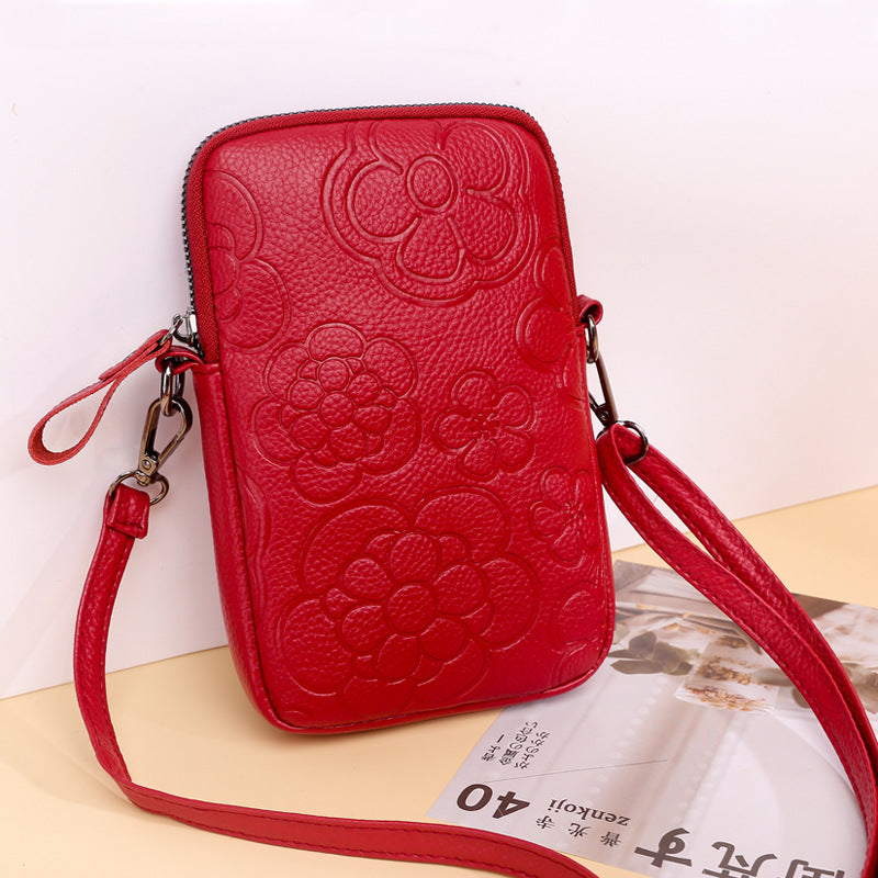 Women's Embossed Shoulder Crossbody Bag with Phone Pocket