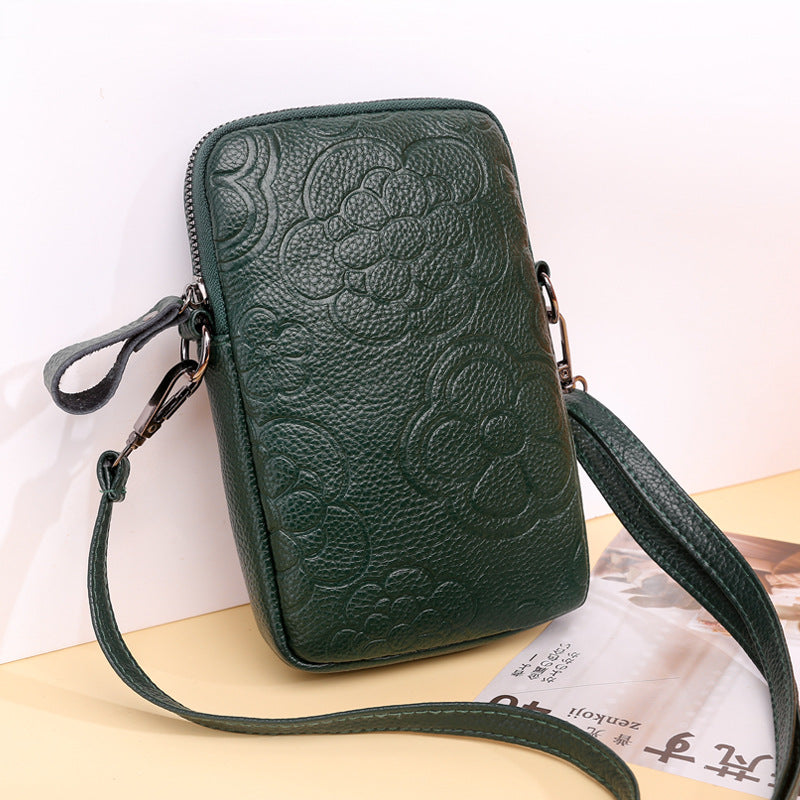 Women's Embossed Shoulder Crossbody Bag with Phone Pocket