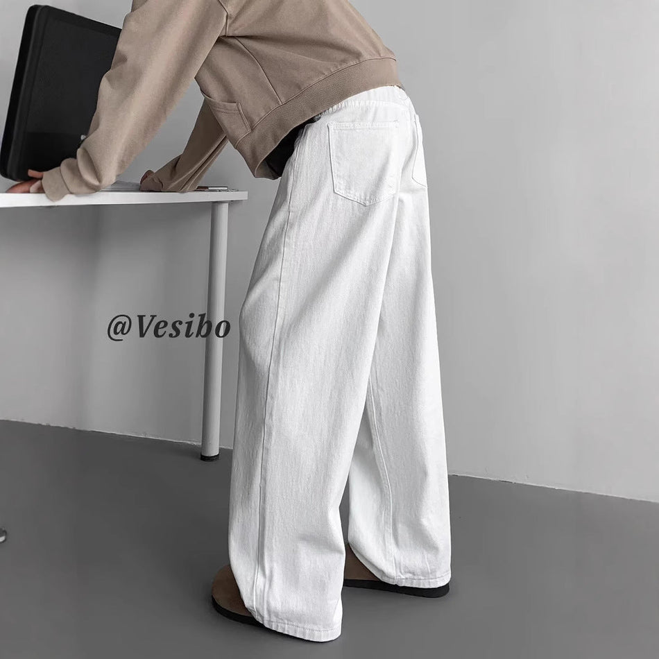Men's Slim Straight Jeans Micro Stretch Casual Summer Pants