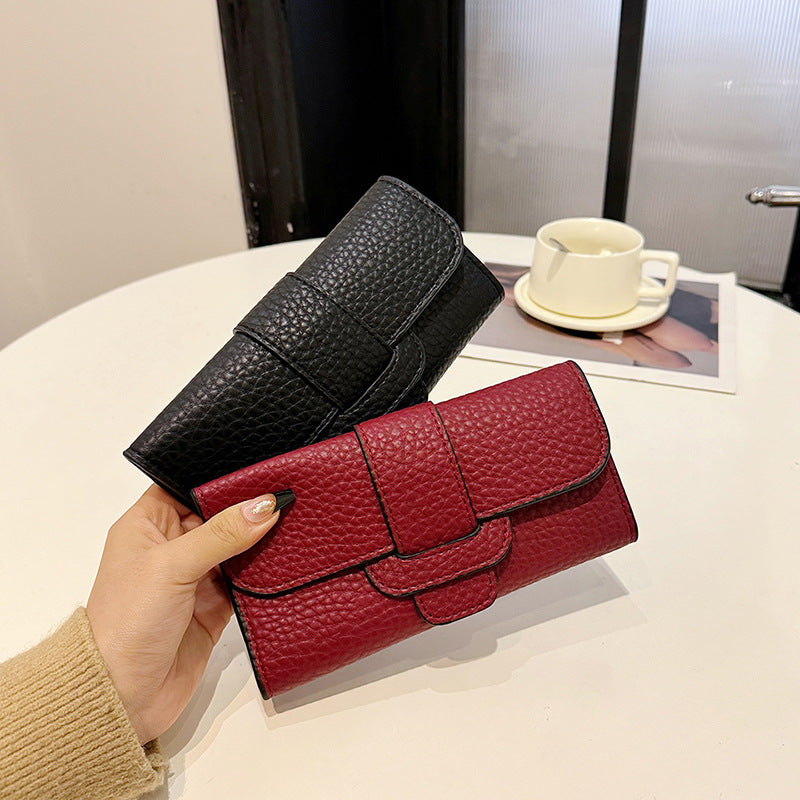 Korean Style Cowhide Flip Top Wallet with Multi Card Slots