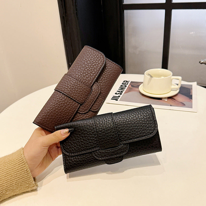 Korean Style Cowhide Flip Top Wallet with Multi Card Slots