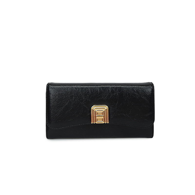 Korean Style Solid Color Large Capacity Long Wallet Clutch Bag