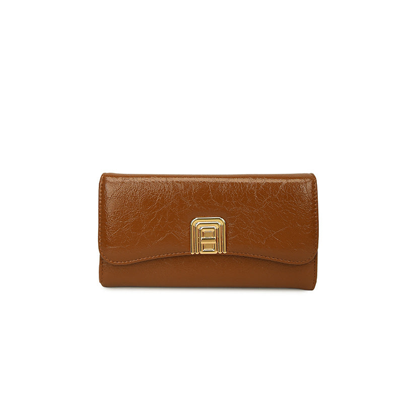 Korean Style Solid Color Large Capacity Long Wallet Clutch Bag