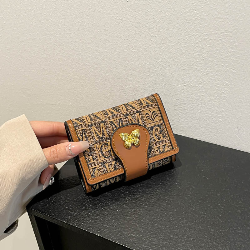 Korean Style Leopard Print Short Wallet with Card Slots