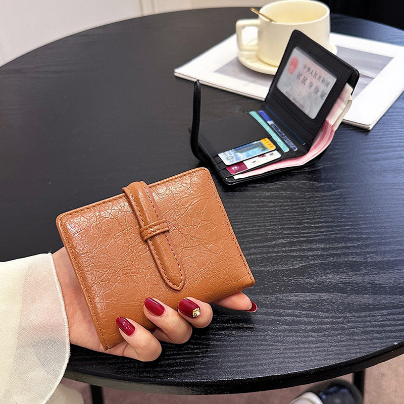 Women's PU Short Wallet Solid Color Coin Purse Minimal Design