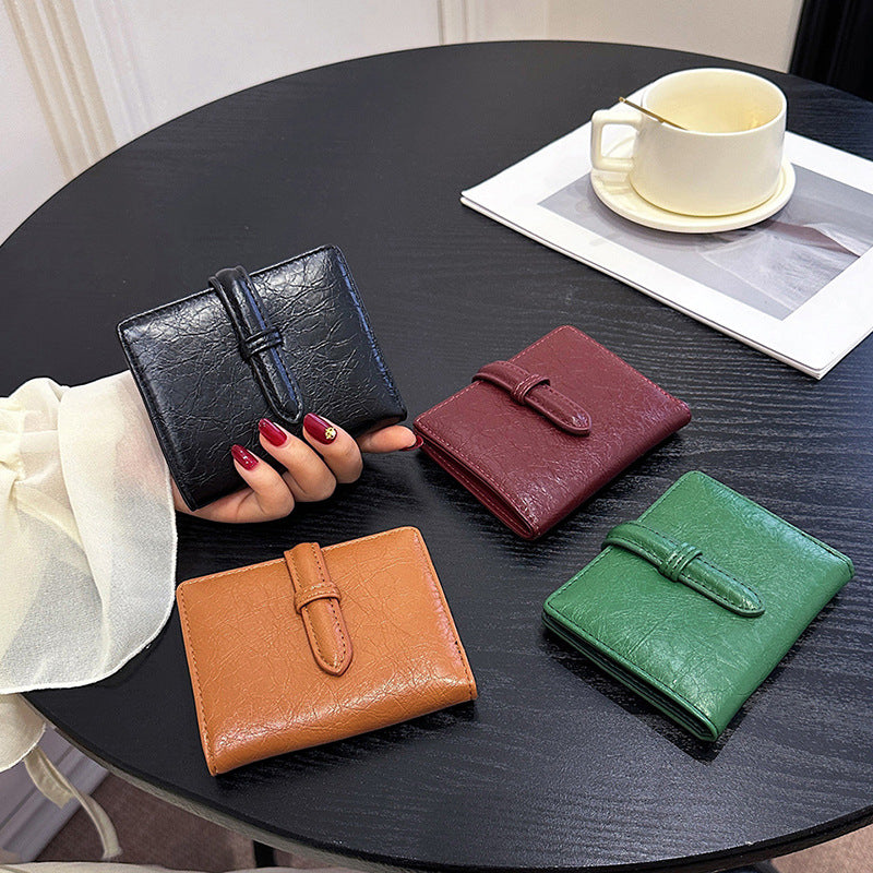 Women's PU Short Wallet Solid Color Coin Purse Minimal Design
