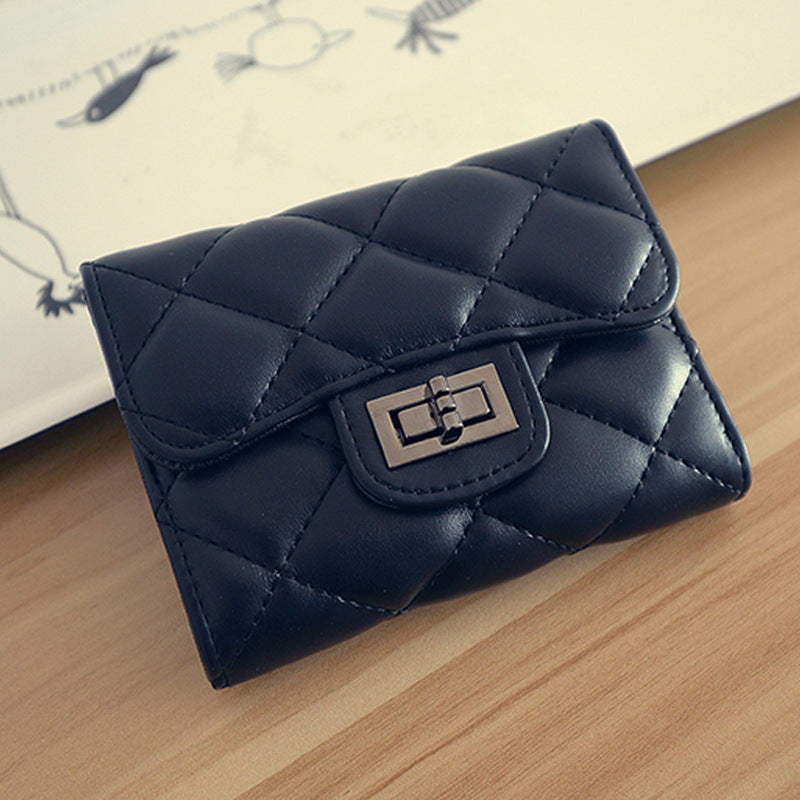 Korean Style Diamond Pattern Short Wallet with Card Slots