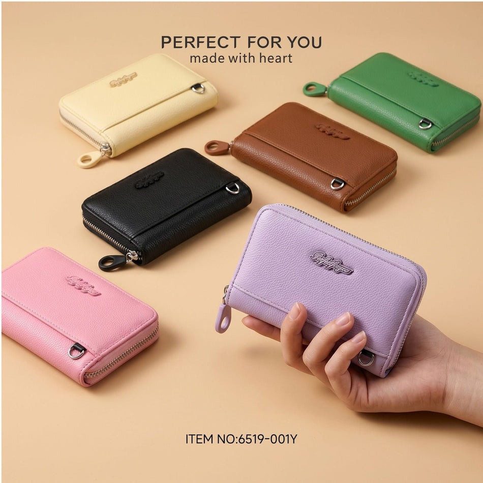 Pebbled PU Leather Women's Short Wallet Compact Design