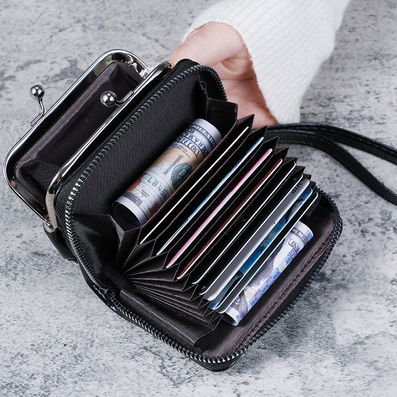 Retro Buckle Coin Purse Zipper Clutch Bag Compact Design