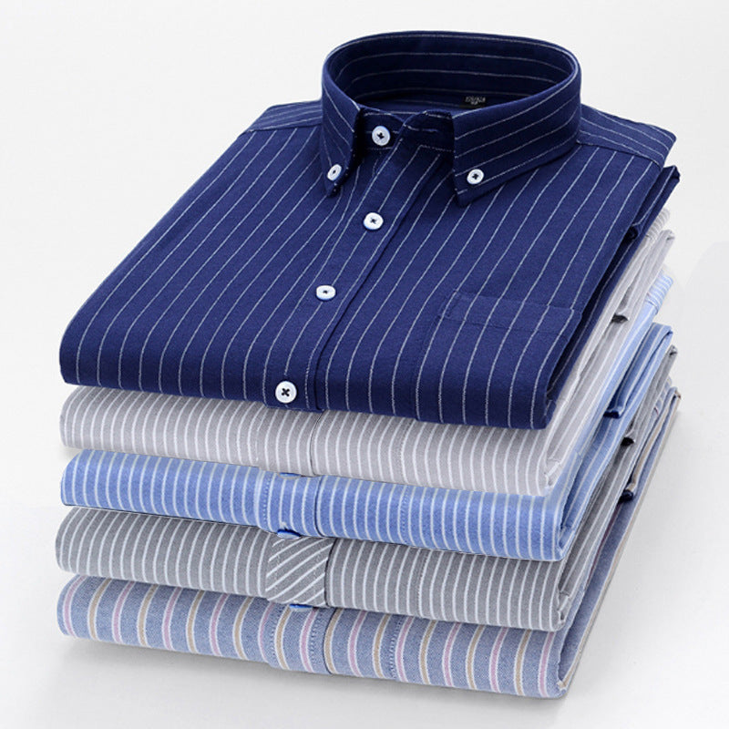 Men's Korean Striped Oxford Cotton Slim Fit Shirt