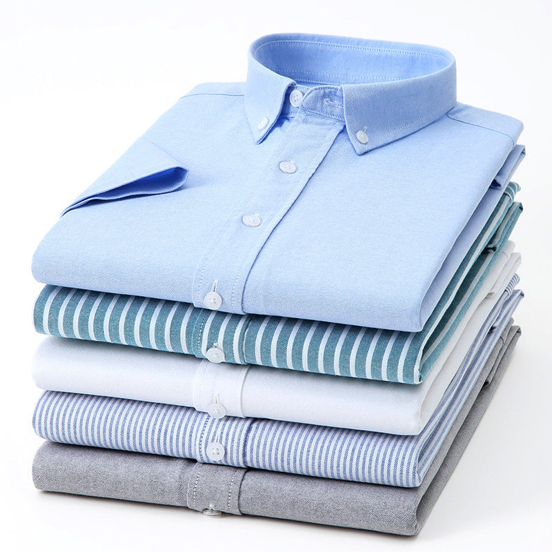 Men's Cotton Oxford Short Sleeve Loose Fit Shirt