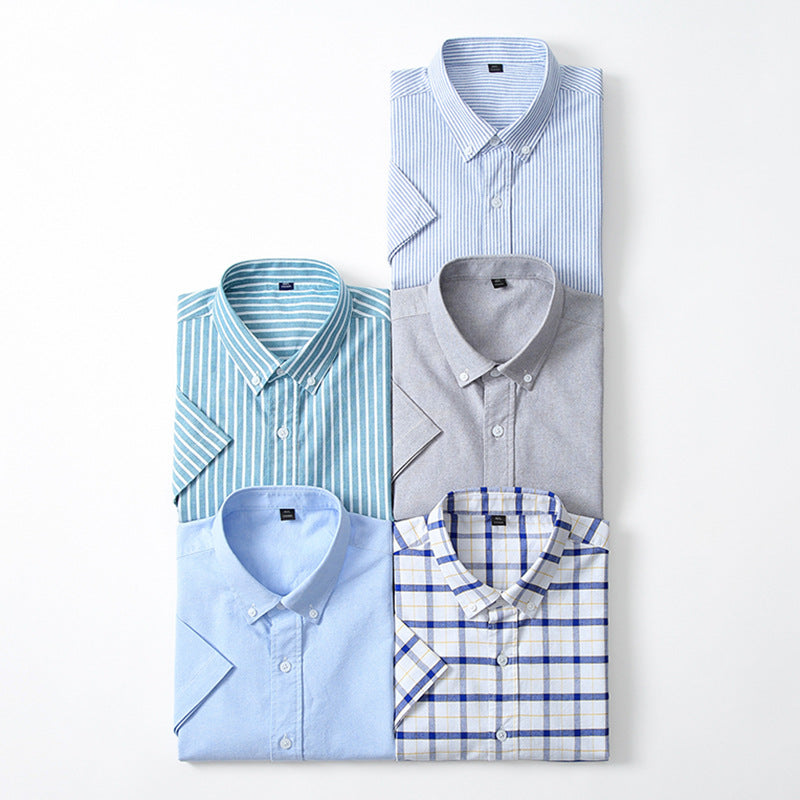 Men's Cotton Oxford Short Sleeve Loose Fit Shirt