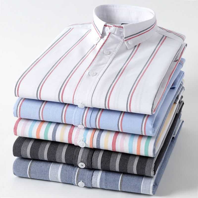 Men's Striped Cotton Oxford Anti-Wrinkle Shirt