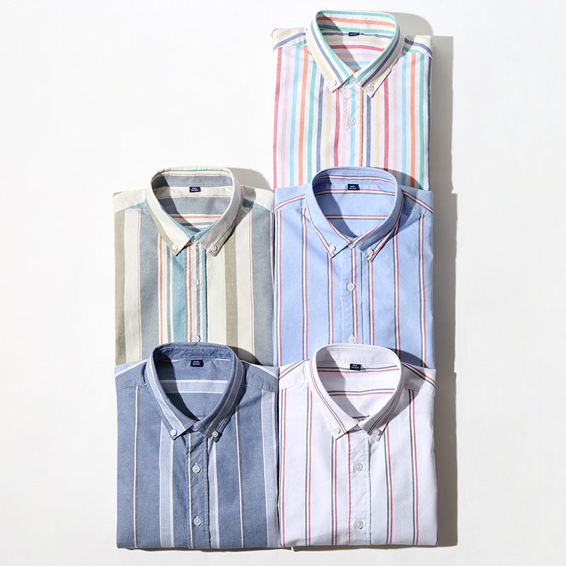 Men's Striped Cotton Oxford Anti-Wrinkle Shirt