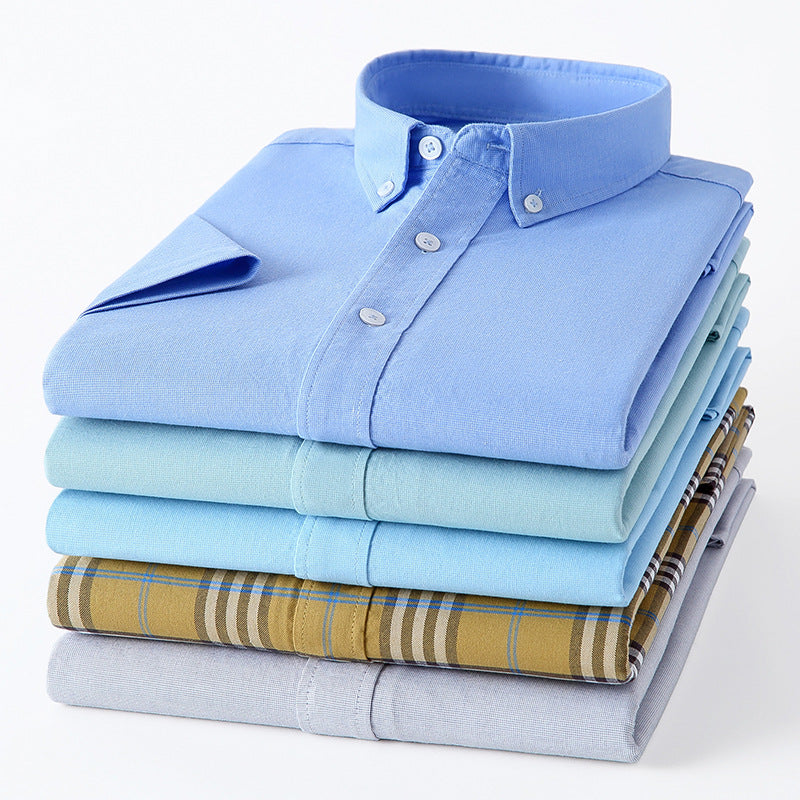 Men's Cotton Oxford Short Sleeve Shirt Casual Breathable Summer