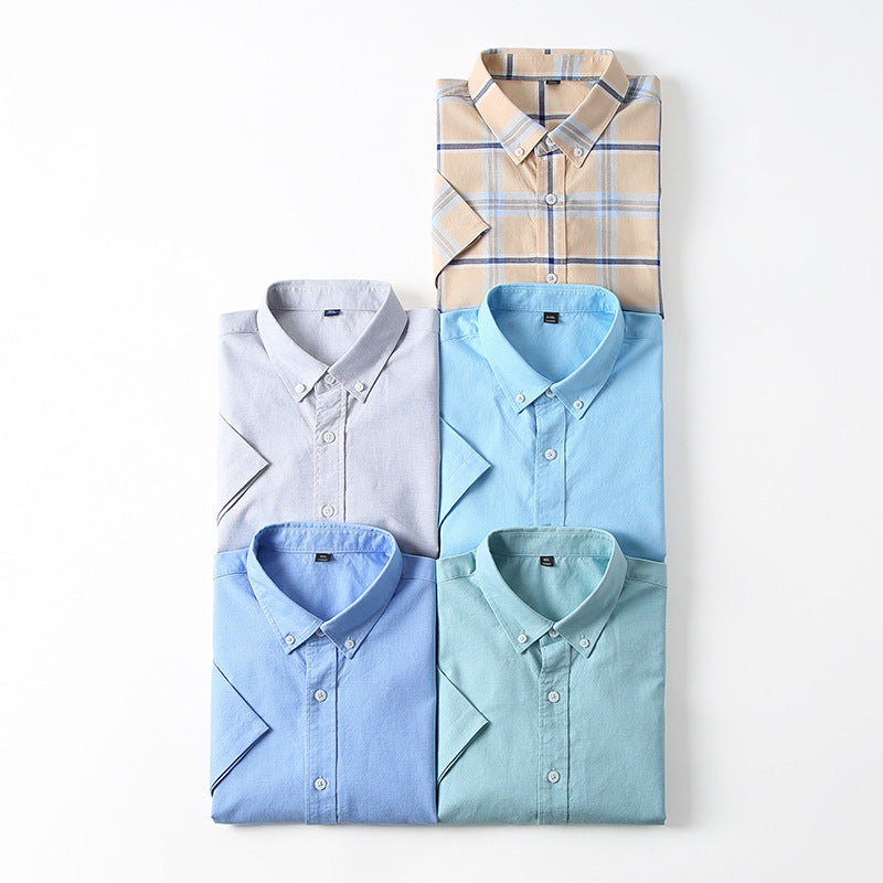 Men's Cotton Oxford Short Sleeve Shirt Casual Breathable Summer