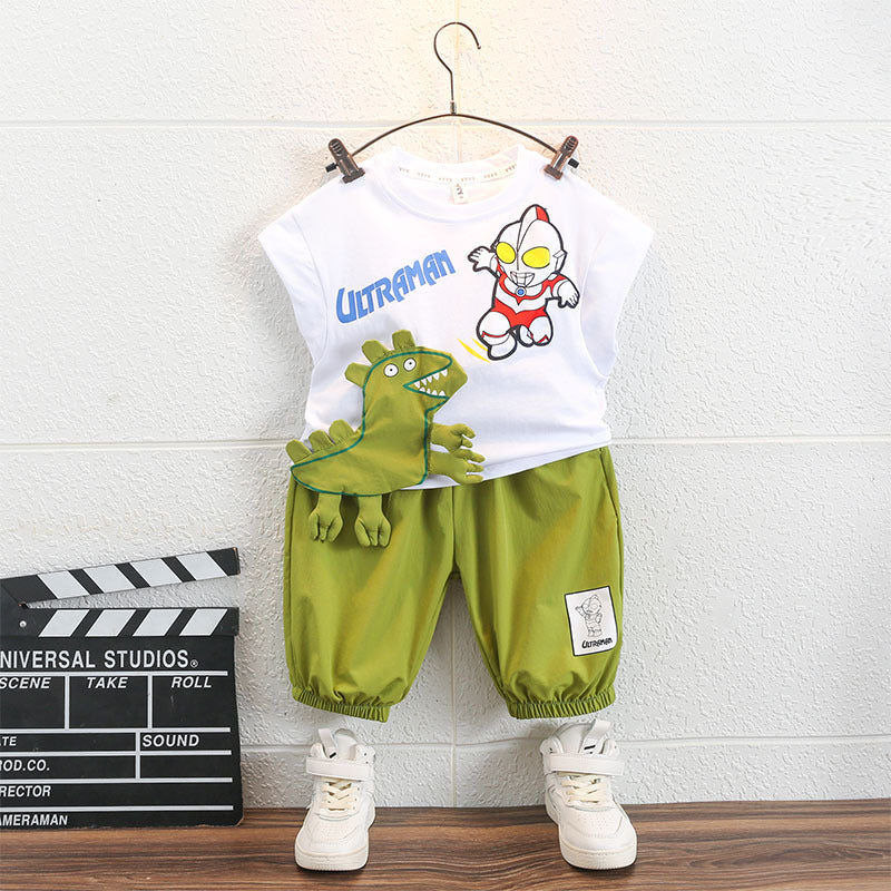 Boys Ultraman Cotton Sleeveless Shorts Set for Summer