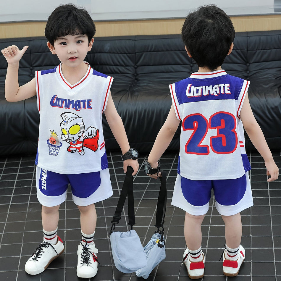 Boys Ultraman Sleeveless Shorts Set Lightweight Summer Outfit