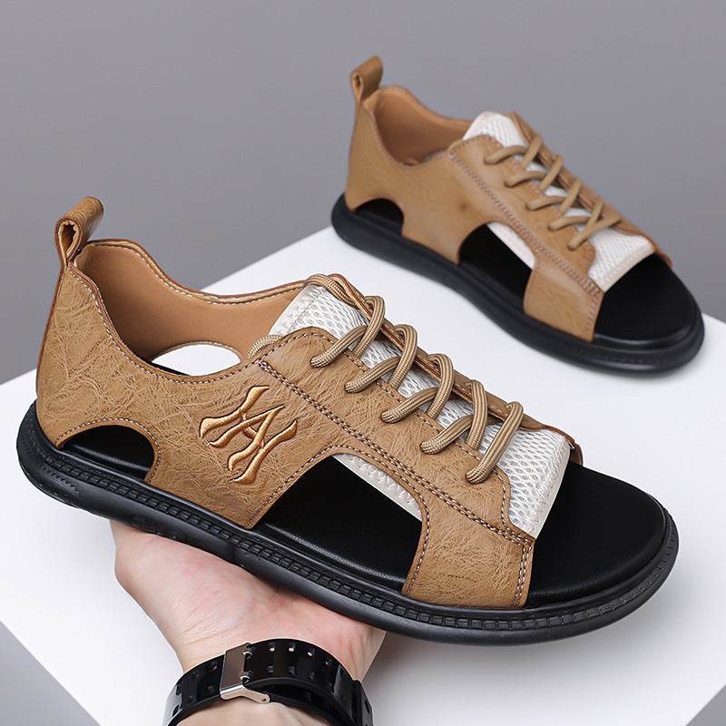 Men's Casual Leather Sandals with Soft Non-Slip Rubber Sole