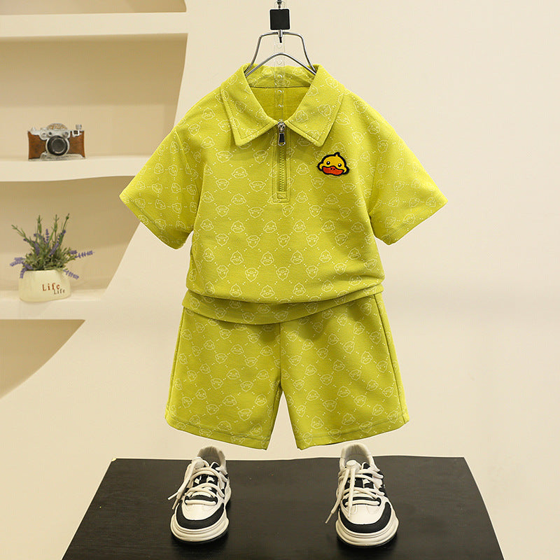 Boys Cartoon Cotton Shorts Set Lightweight Summer Outfit