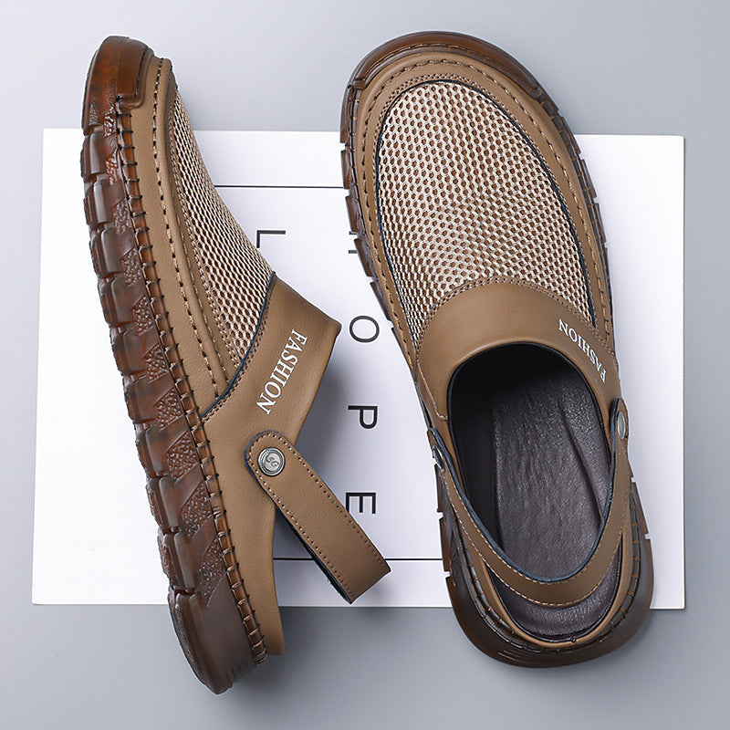 Men's Closed-Toe Mesh Sandals with Non-Slip Rubber Sole